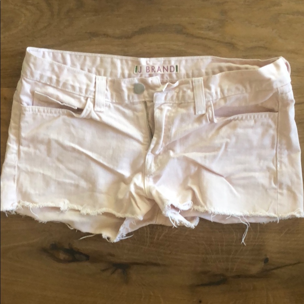 Jbrand cutoff short in “romantic” light pink denim